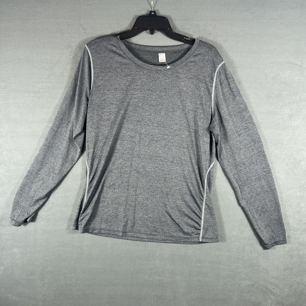 Athletic Long Sleeve T-Shirt Men's 2XL Gray Performance Pullover Top